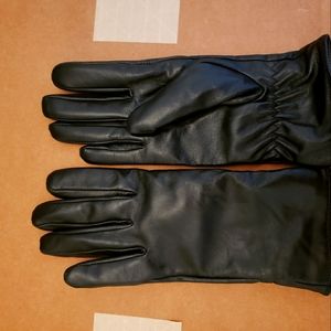 Lamb's skin leather black gloves cashmere Lining